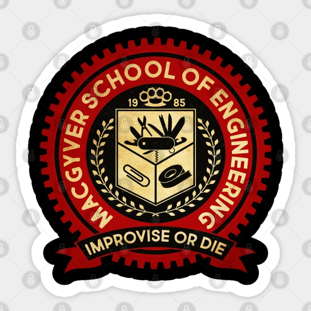 MacGyver School Of engineering Vintage Sticker by Kerambawesi